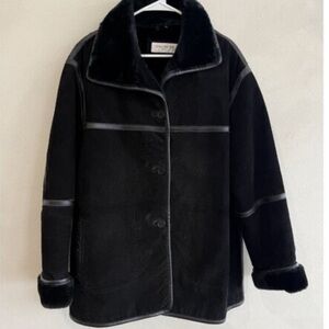 Vintage leather suede coat faux fur lined jacket 90's Y2K by Jones New York